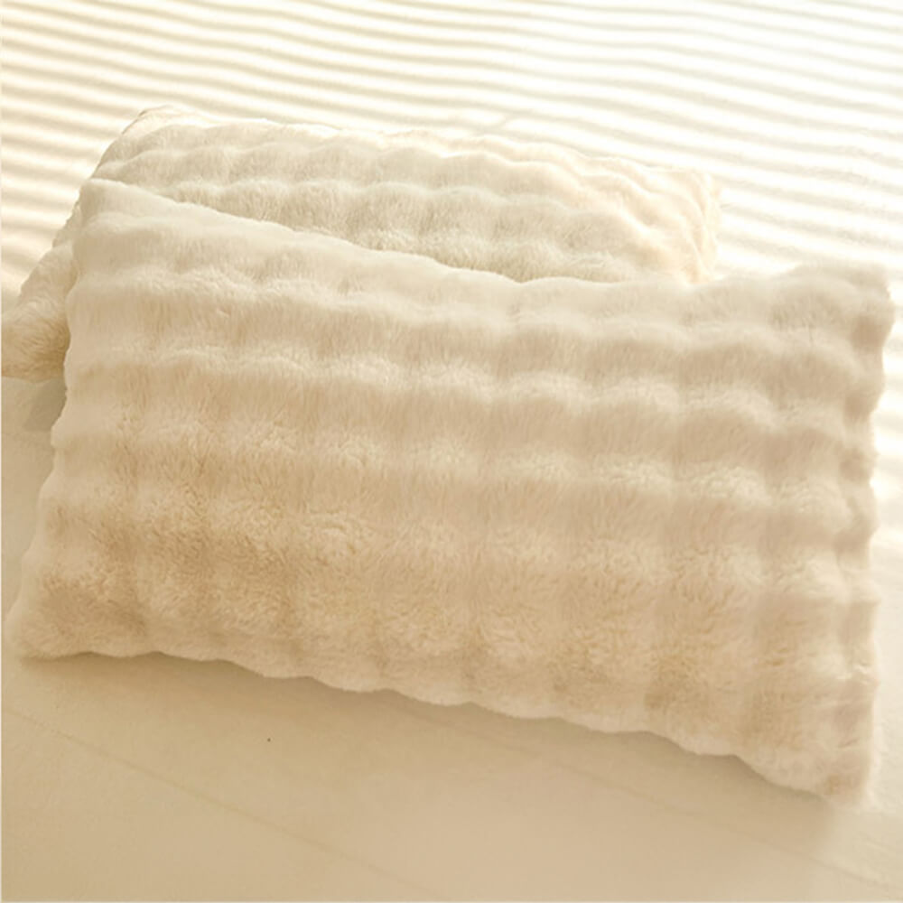 Faux Rabbit Fur Bed Sheet Set With Plush Texture