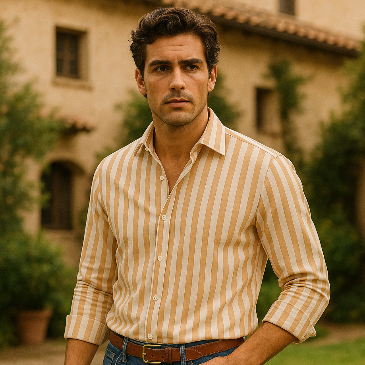 Classic Striped Linen Dress Shirt