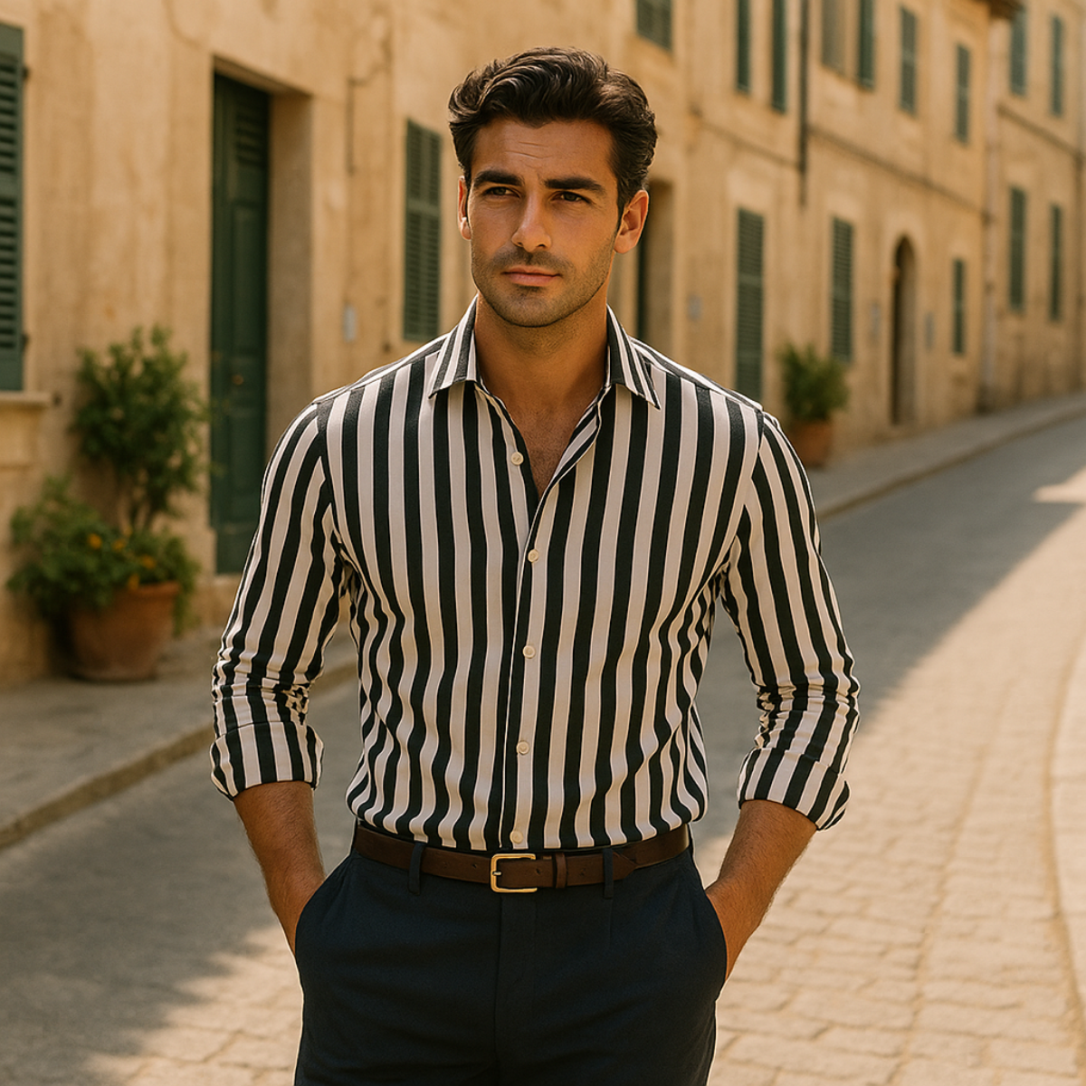 Classic Striped Linen Dress Shirt