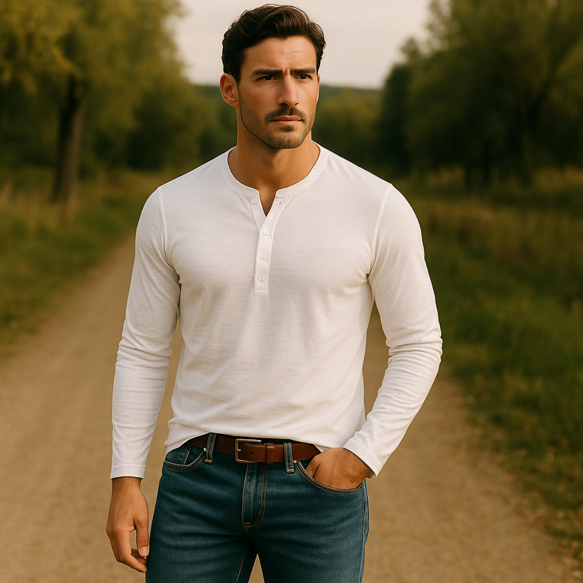 Classic Men's Long Sleeve Cotton Polo Shirt
