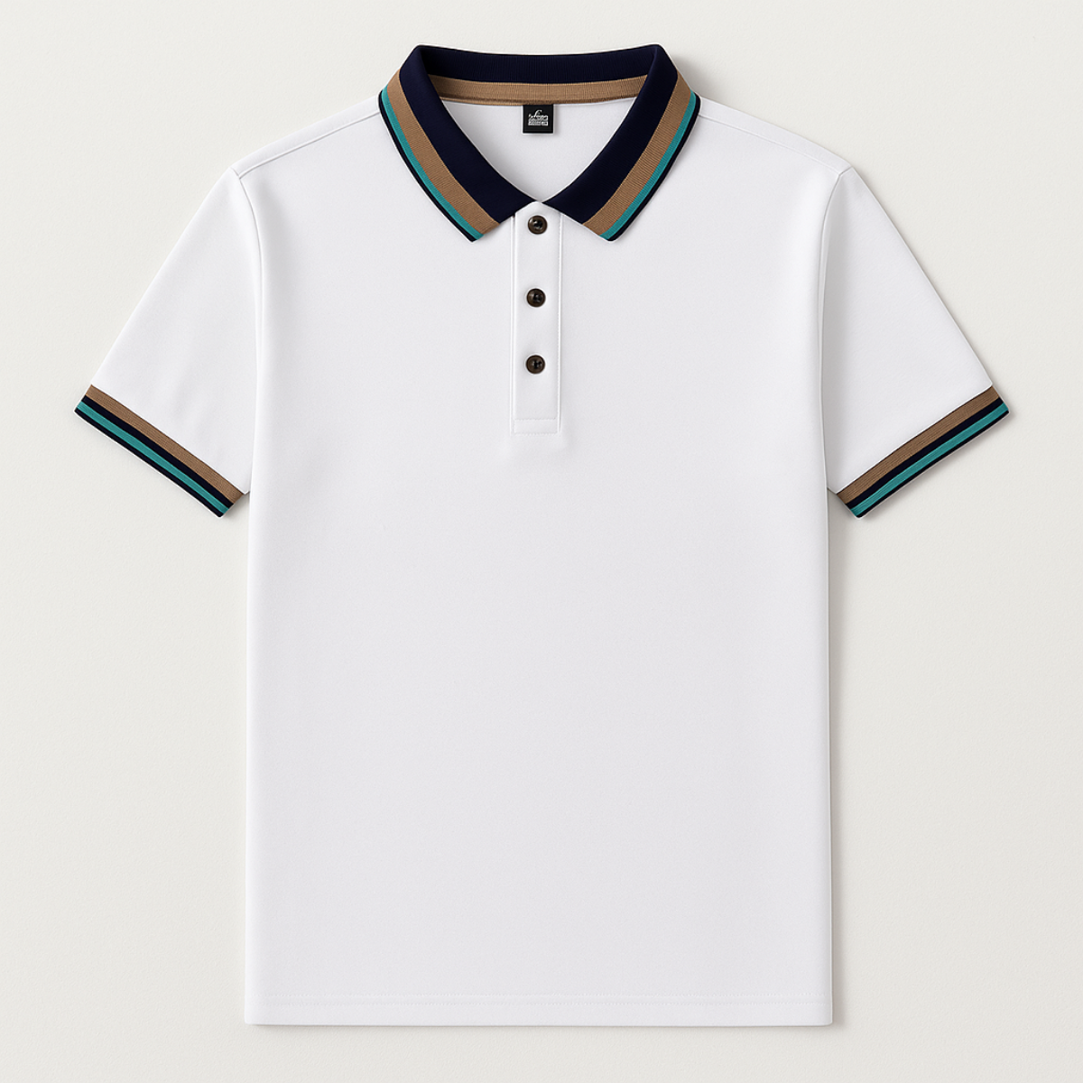 Classic Navy Blue Striped Polo Shirt - Nocini
