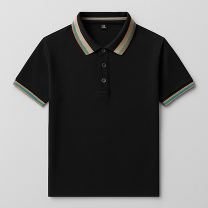 Classic Navy Blue Striped Polo Shirt