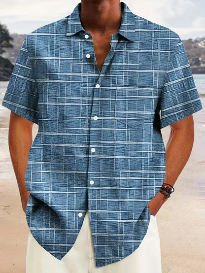 Casual Checkered Short Sleeve Mens Shirt