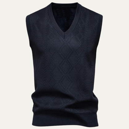 Warm Mens Cable Knit V Neck Sweater Vest - Nocini