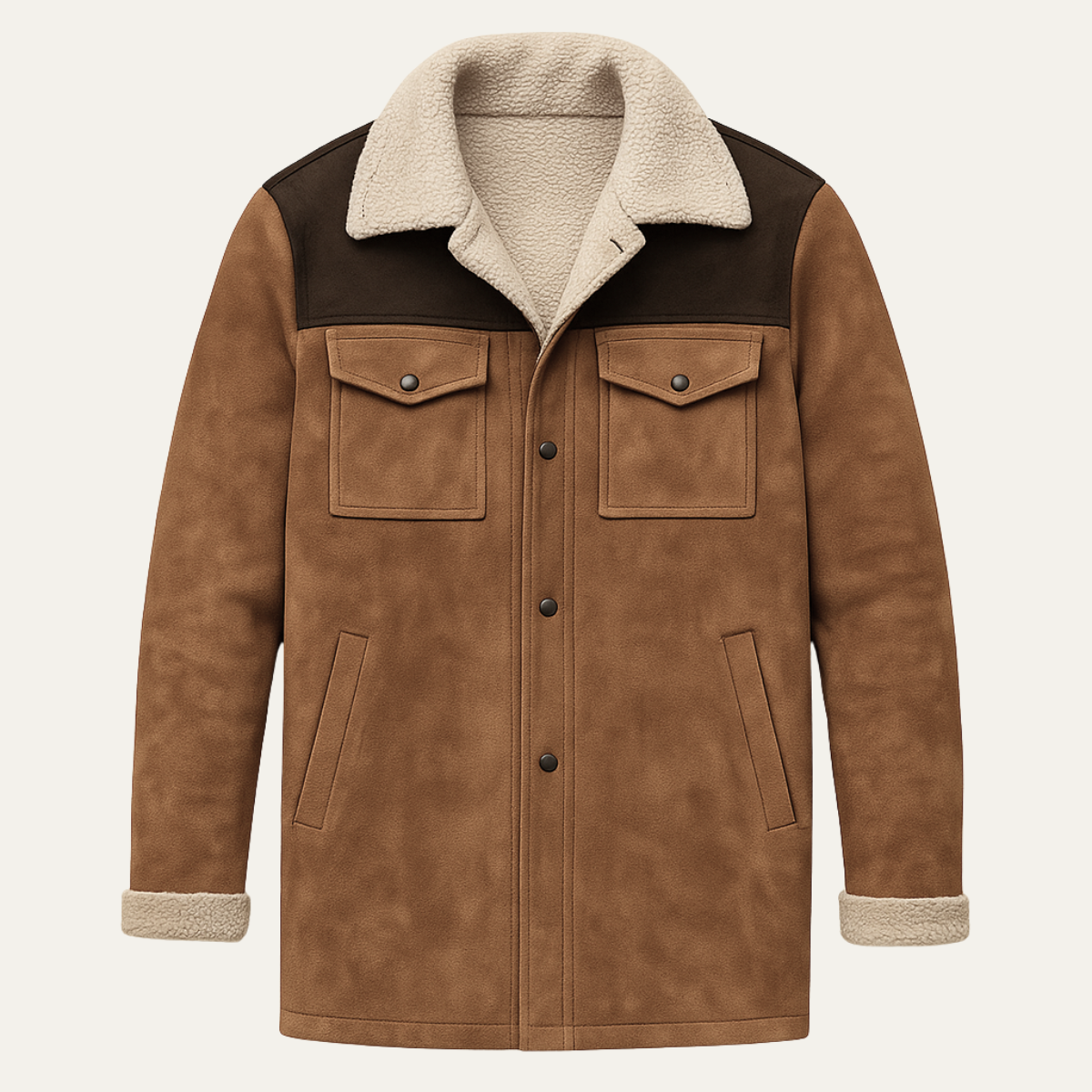 Classic Men's Faux Shearling Lined Winter Coat - Nocini
