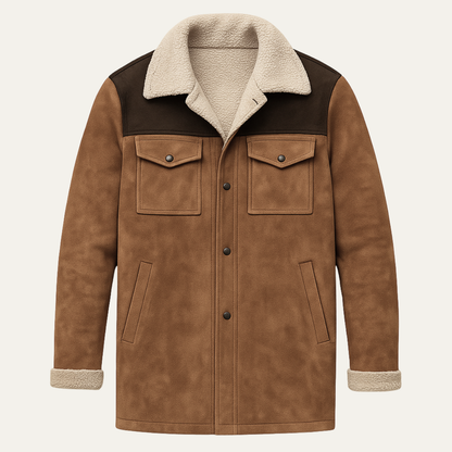 Classic Men's Faux Shearling Lined Winter Coat - Nocini