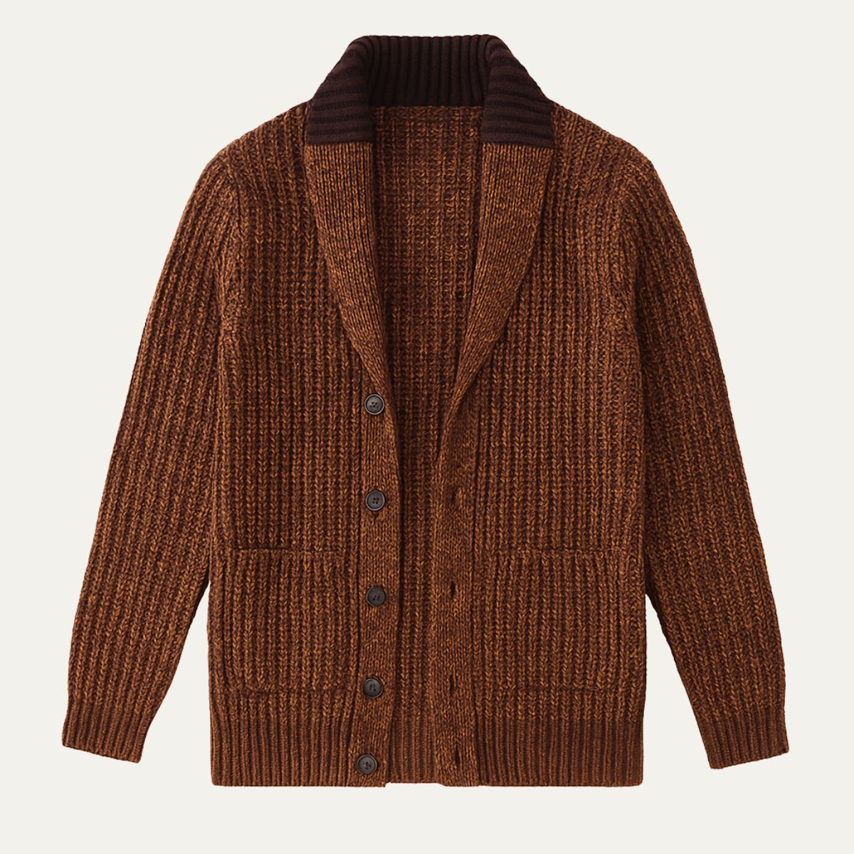 Thick Knit Crew Neck Men's Cardigan Sweater - Nocini