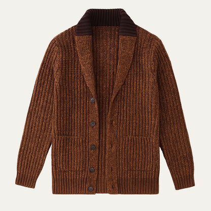 Thick Knit Crew Neck Men's Cardigan Sweater - Nocini