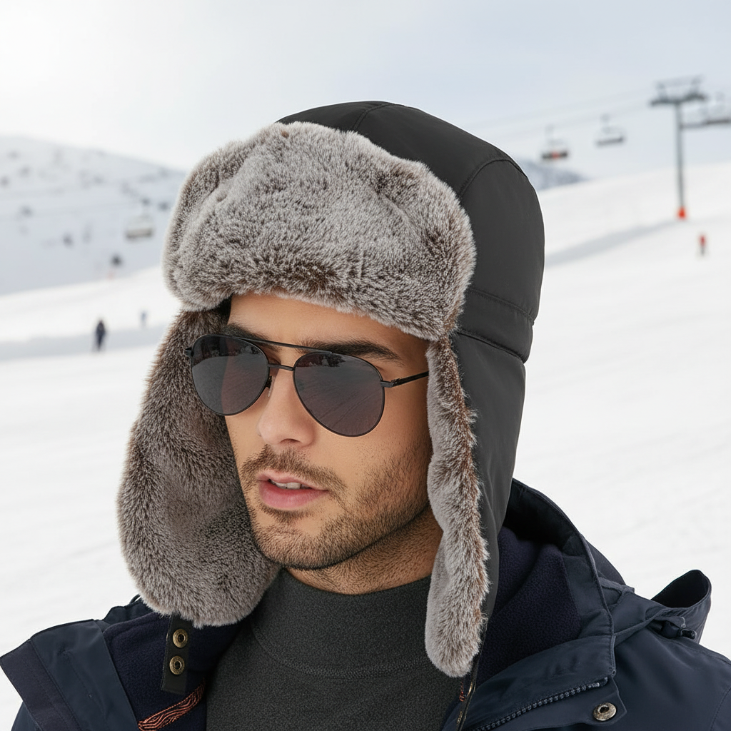 Warm Fleece Winter Beanie with Earflaps - Pexav