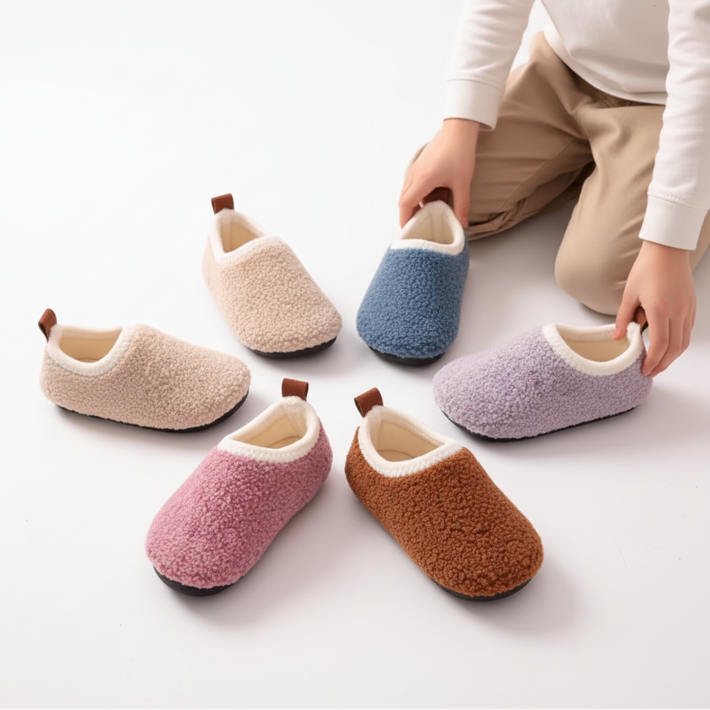 Warm Kids Indoor Slippers - TeddyToes - Pexav