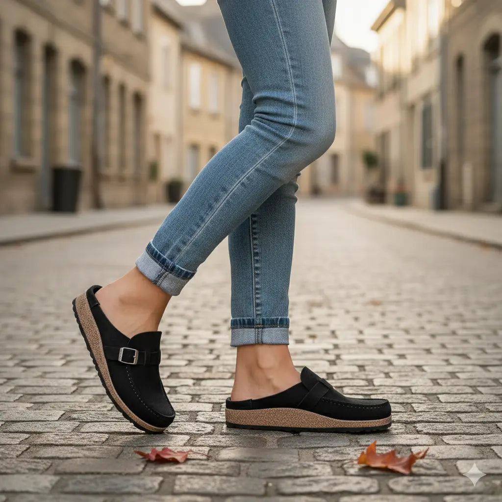 Soft Suede Mules for Women - Wide Fit Comfort Shoes - Nocini