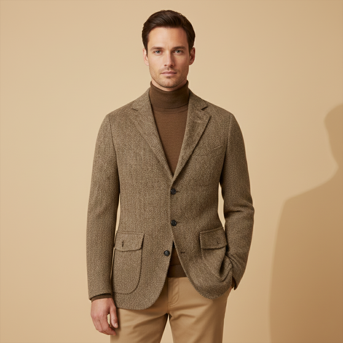 Classic Men's Wool Tweed Blazer Jacket