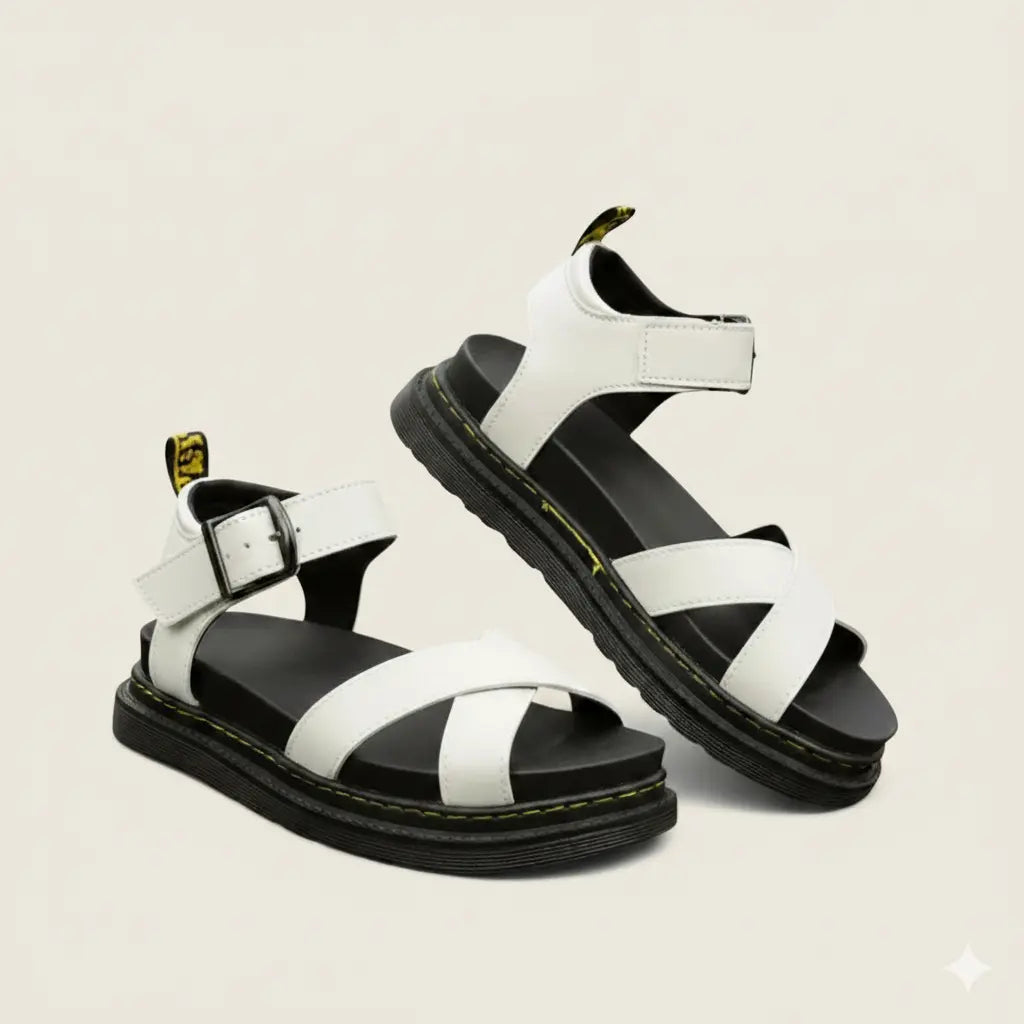 Comfortable Heeled Sandals - Wide Buckle Strap, Daily Wear - Nocini