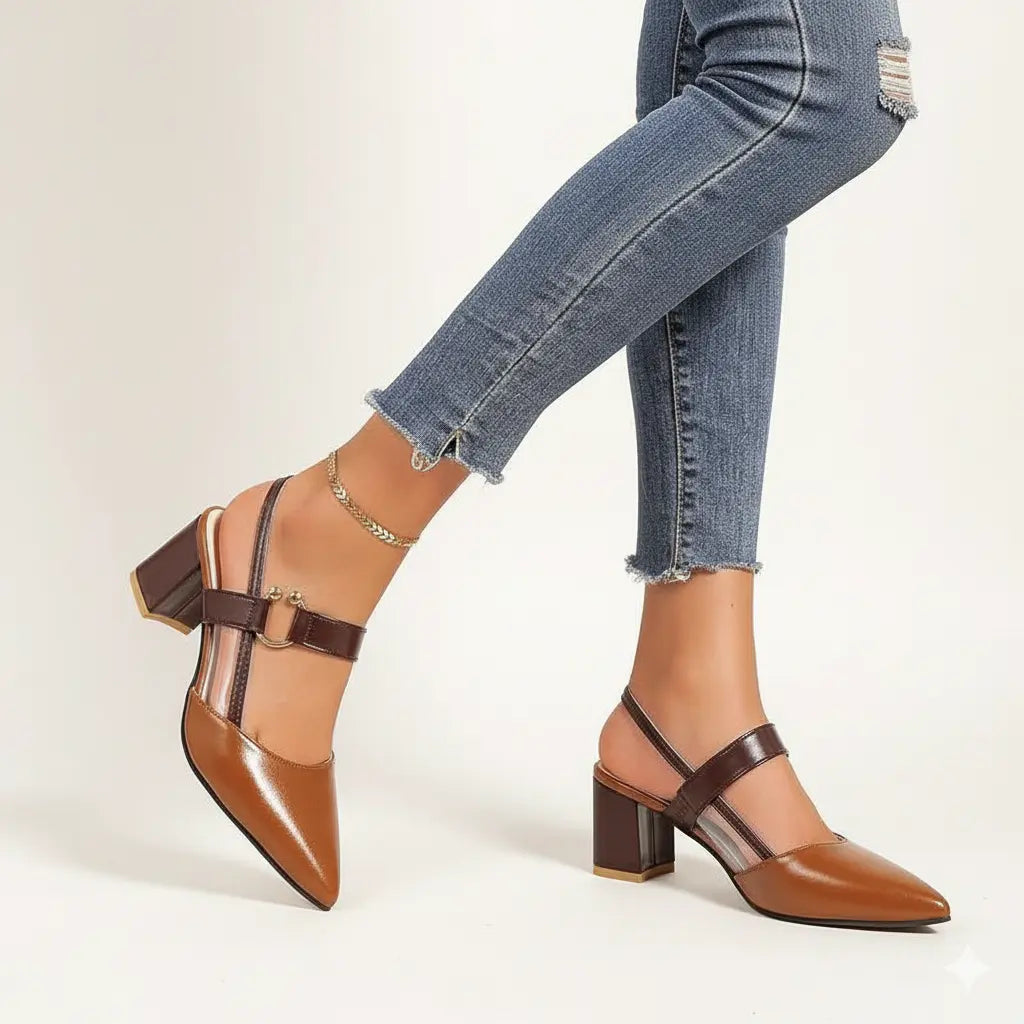 Classic Comfortable Slingback Heels for Women - Nocini