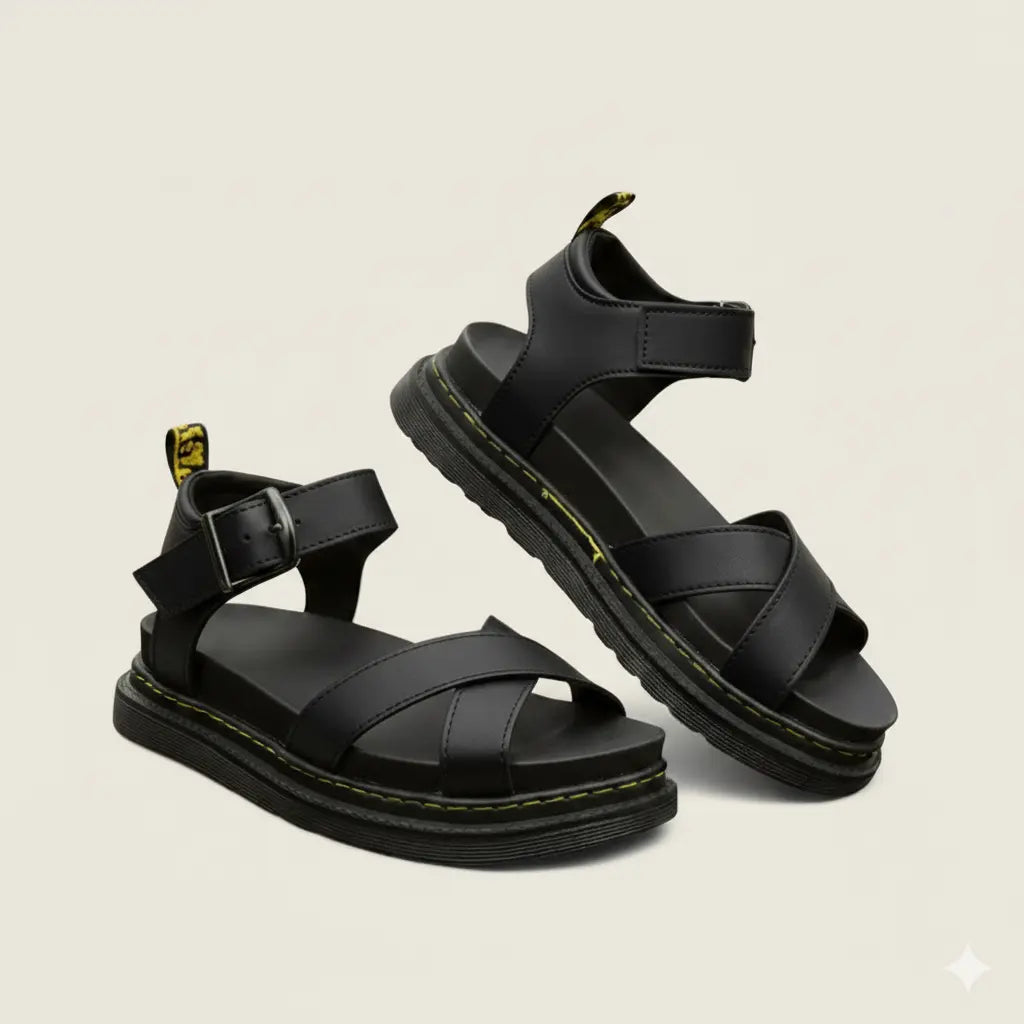 Comfortable Heeled Sandals - Wide Buckle Strap, Daily Wear