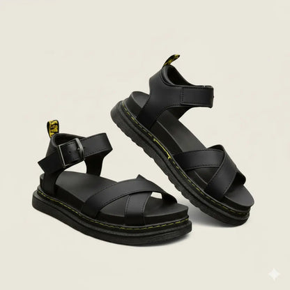 Comfortable Heeled Sandals - Wide Buckle Strap, Daily Wear