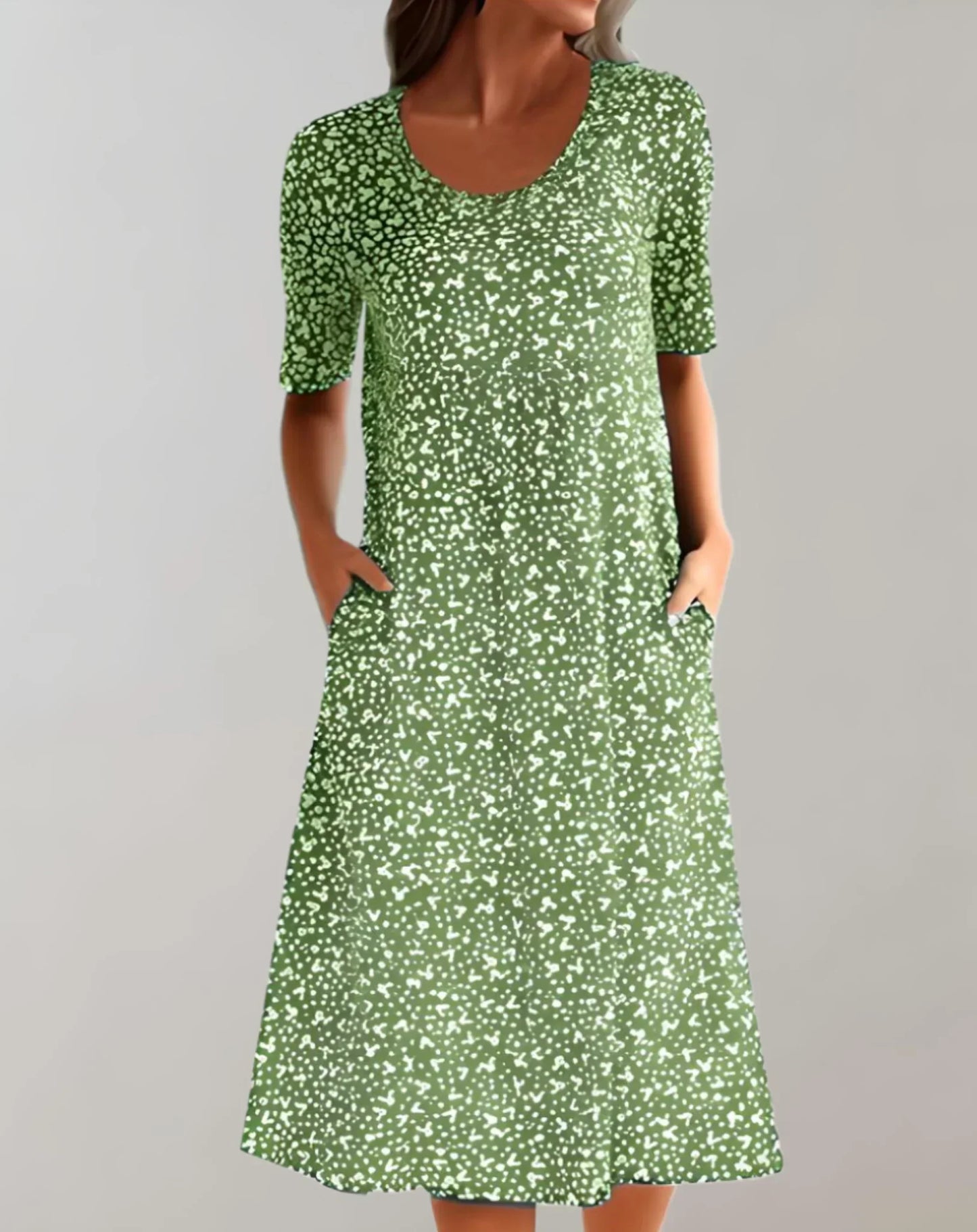 Easy Fit Relaxed V Neck Summer Dress - Olytrend