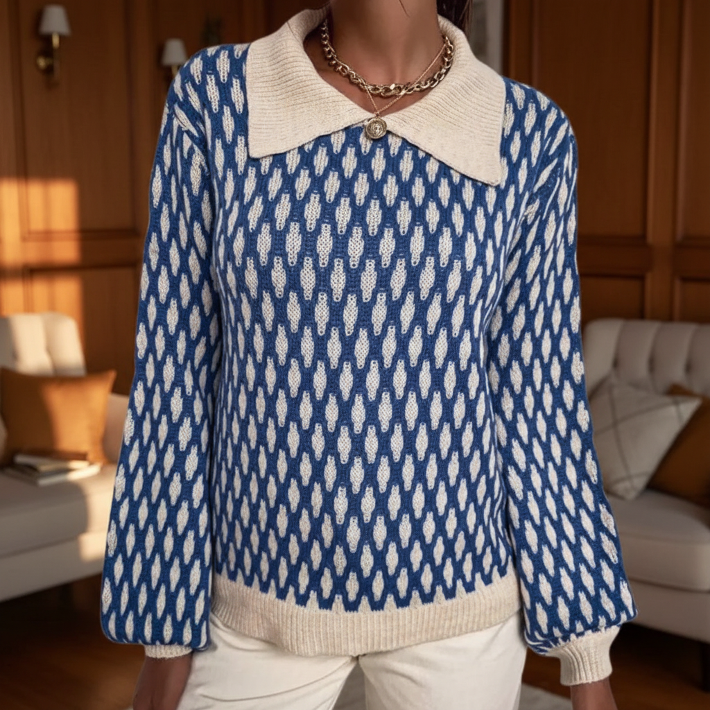 Colorful Textured Crew Sweater - Pexav