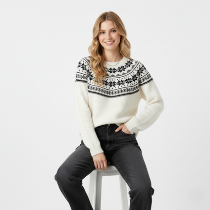 Cozy Fair Isle Crew Neck Long Sleeve Sweater