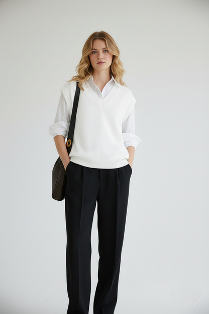 Casual Loose Fit V Neck Sweater Vest
