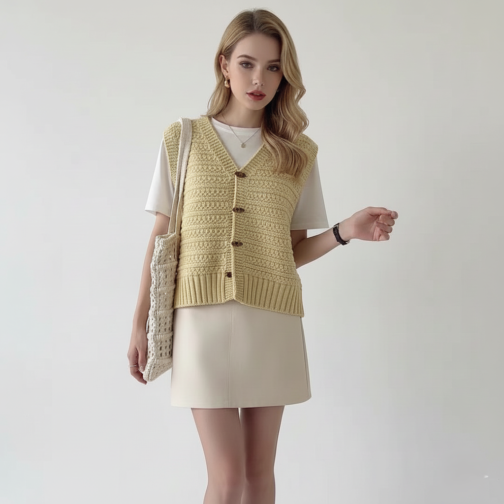 Classic Women's Knit Waistcoat Vest - Nocini