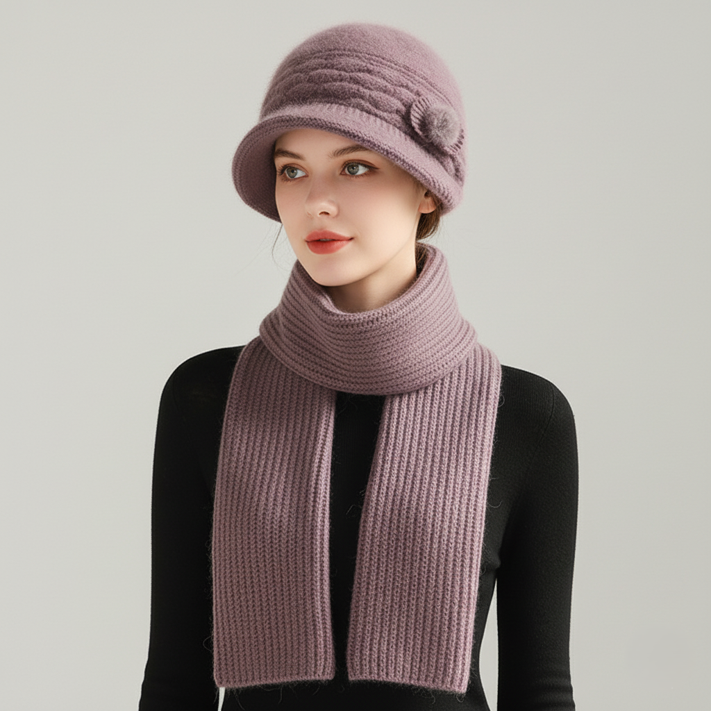 Soft Knit Winter Cloche Hat with Pom Pom Detail - Nocini