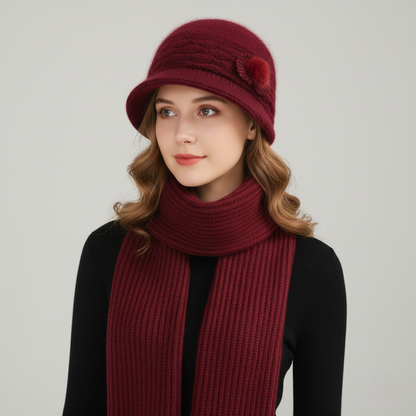 Soft Knit Winter Cloche Hat with Pom Pom Detail