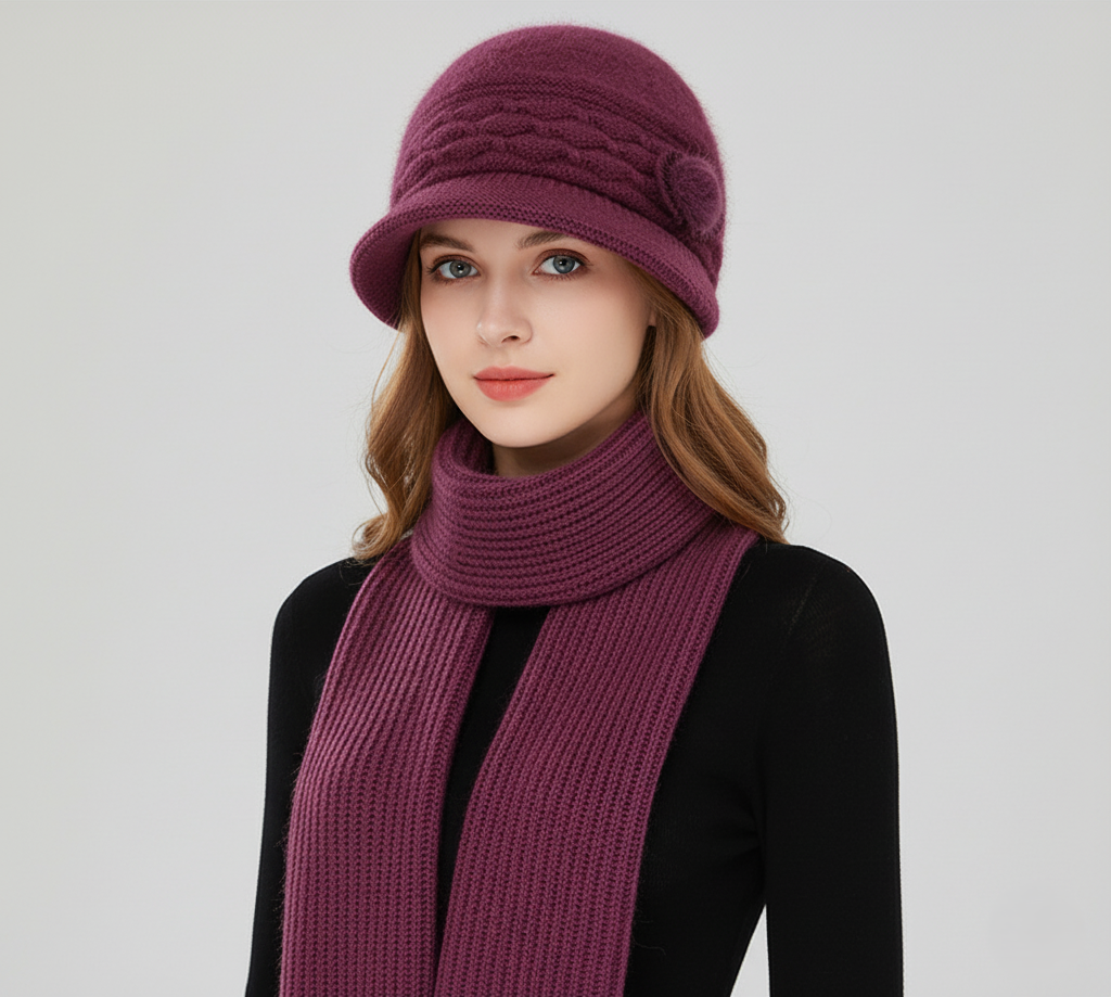Soft Knit Winter Cloche Hat with Pom Pom Detail