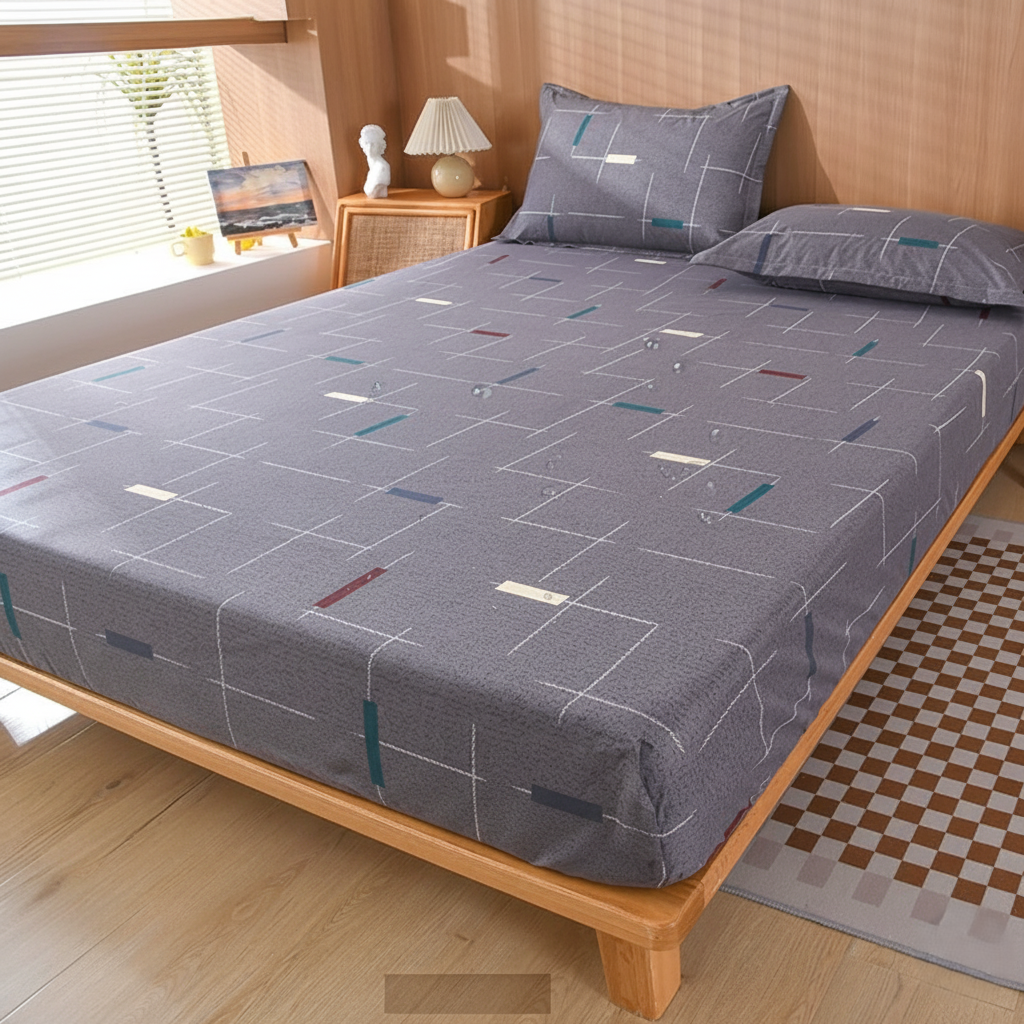 Stretchy Geometric Bed Sheet with Elastic Edges