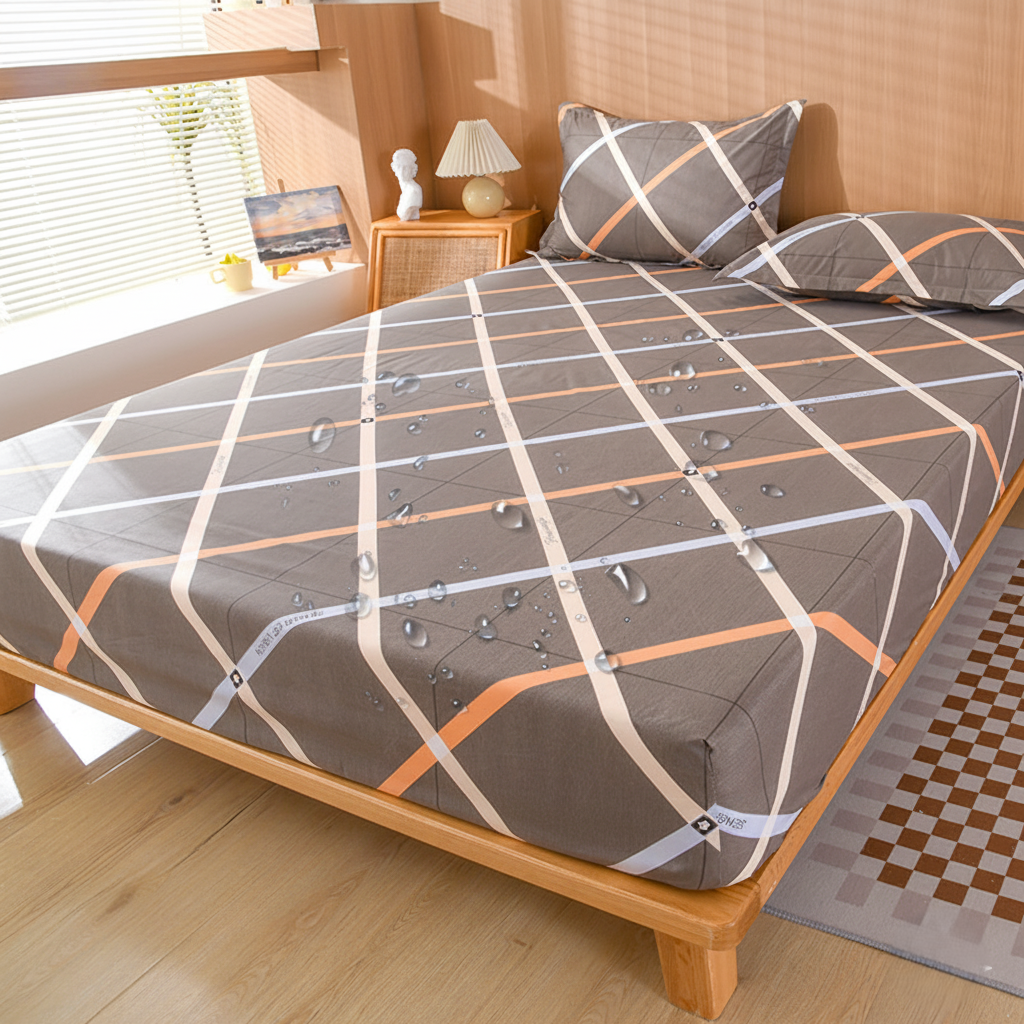 Stretchy Geometric Bed Sheet with Elastic Edges