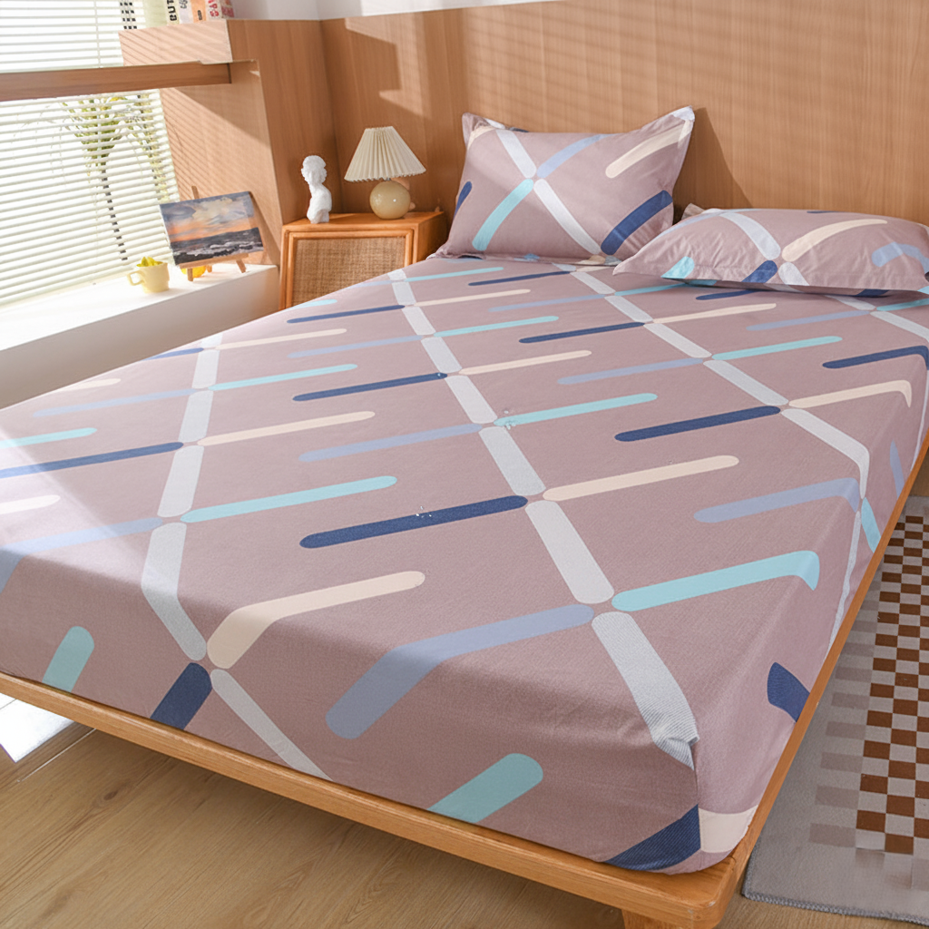 Stretchy Geometric Bed Sheet with Elastic Edges