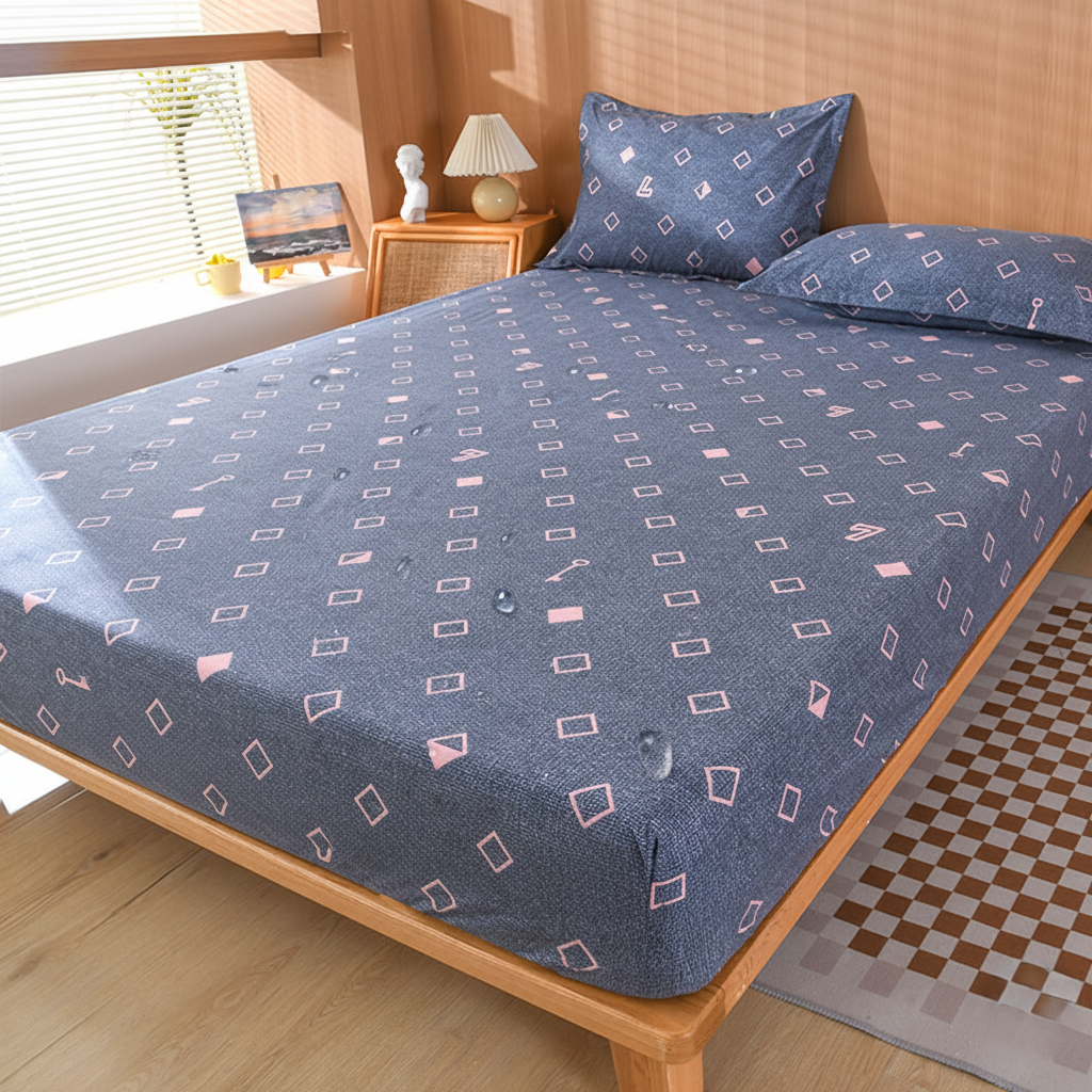 Stretchy Geometric Bed Sheet with Elastic Edges