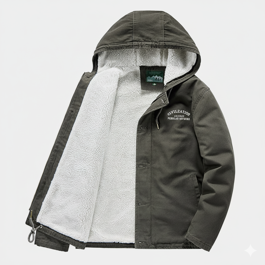 Warm Fleece Lined Hoodie Coat