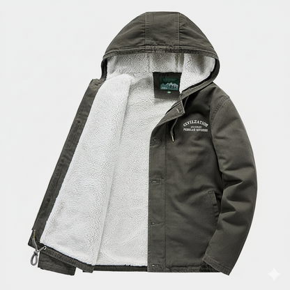 Warm Fleece Lined Hoodie Coat