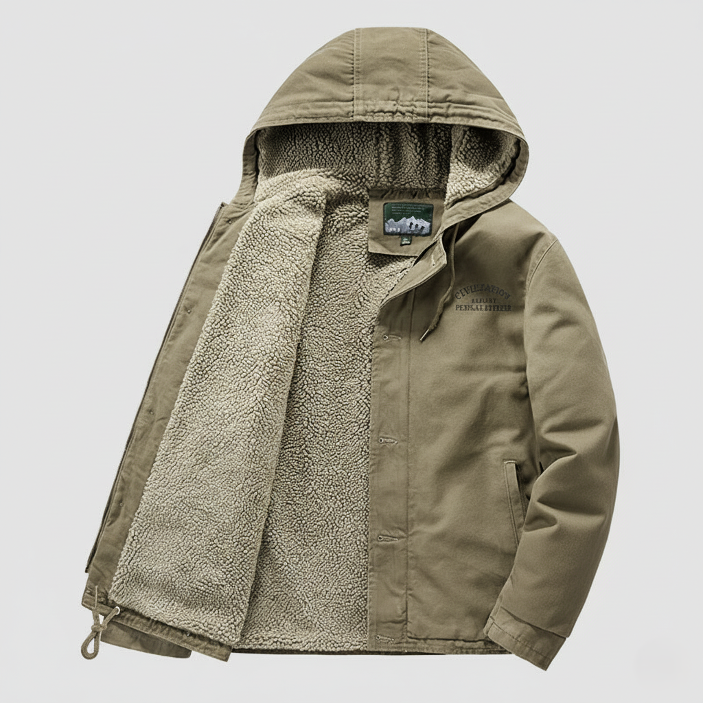 Warm Fleece Lined Hoodie Coat - Nocini