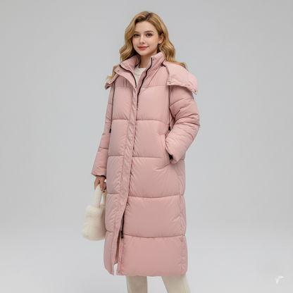 Warm Women's Quilted Parka Coat with Hood