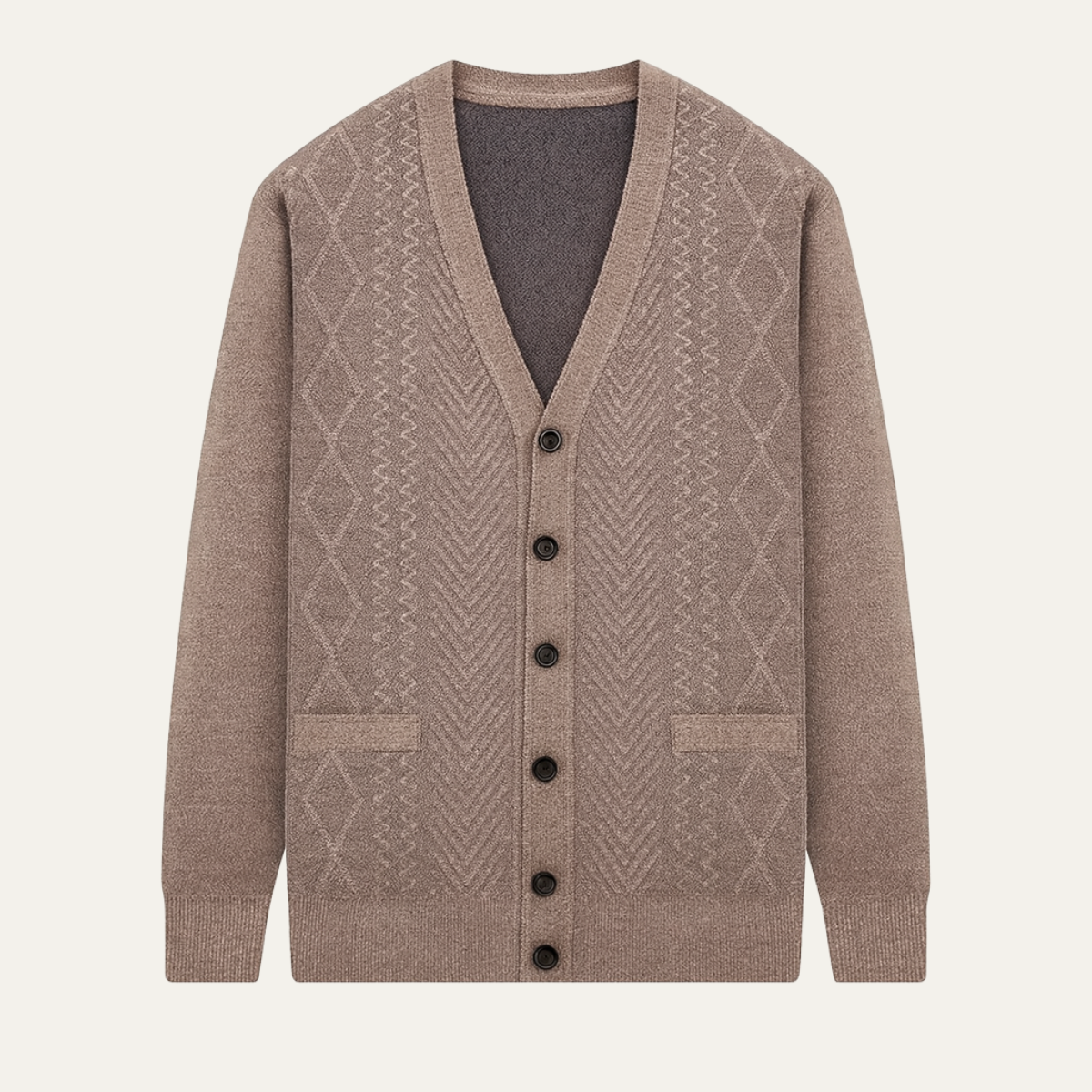 Traditional Men's Crew Neck Knit Cardigan - Nocini