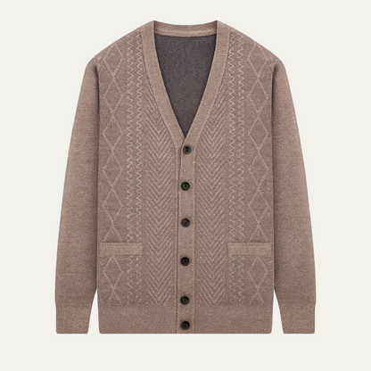 Traditional Men's Crew Neck Knit Cardigan - Nocini
