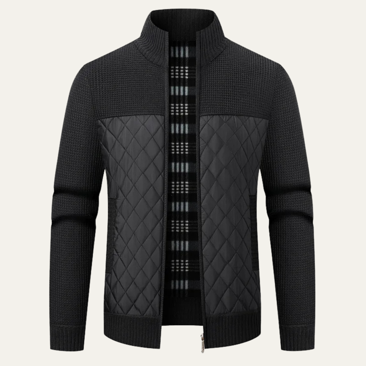 Men's Insulated Black Puffer Jacket Coat - Nocini
