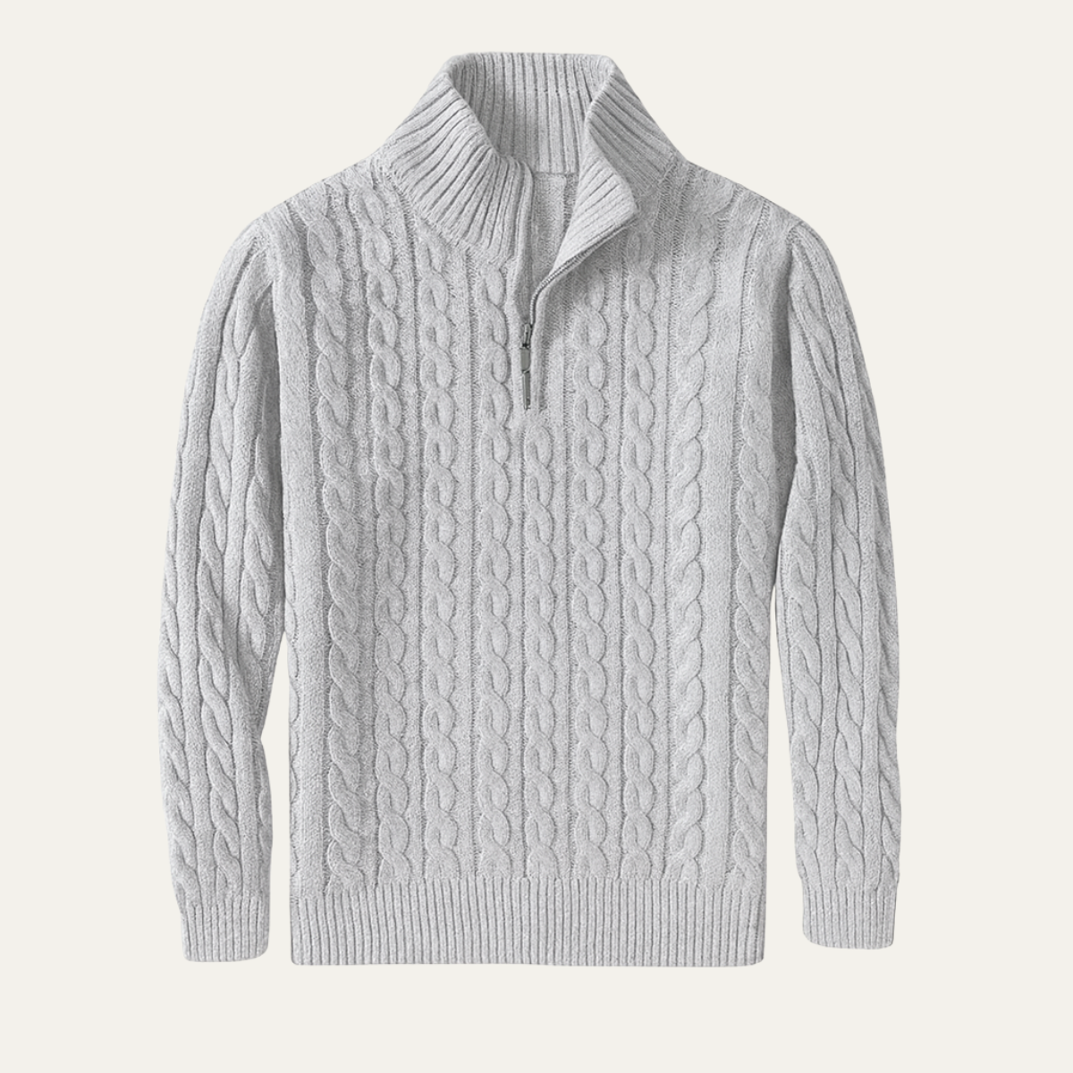 Cozy Men's Cable Knit Quarter Zip Sweater - Nocini