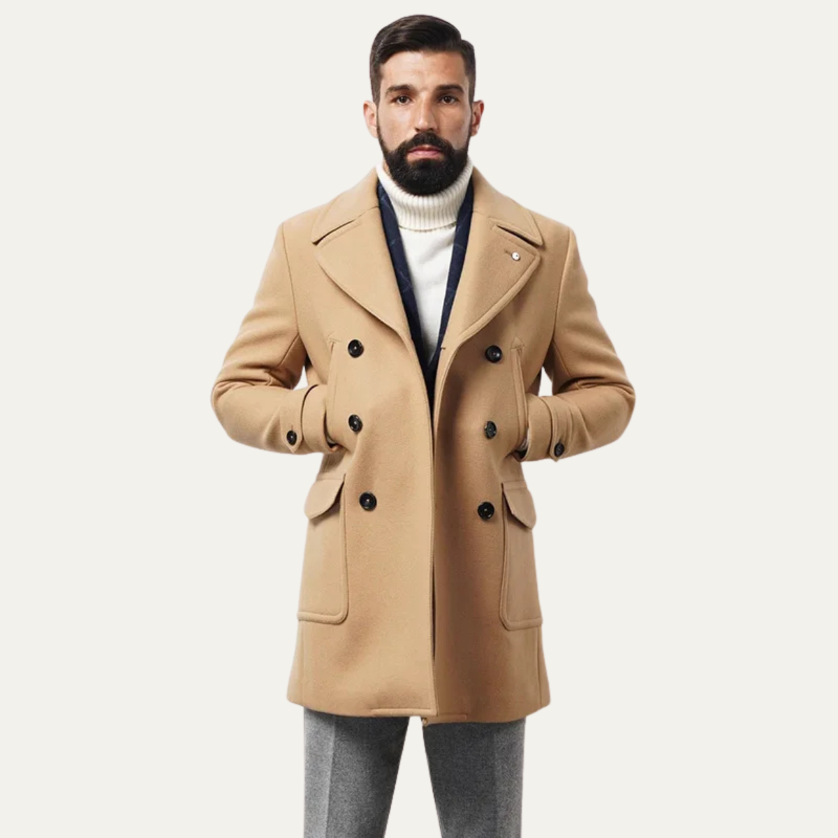 Classic Men's Double Breasted Wool Coat