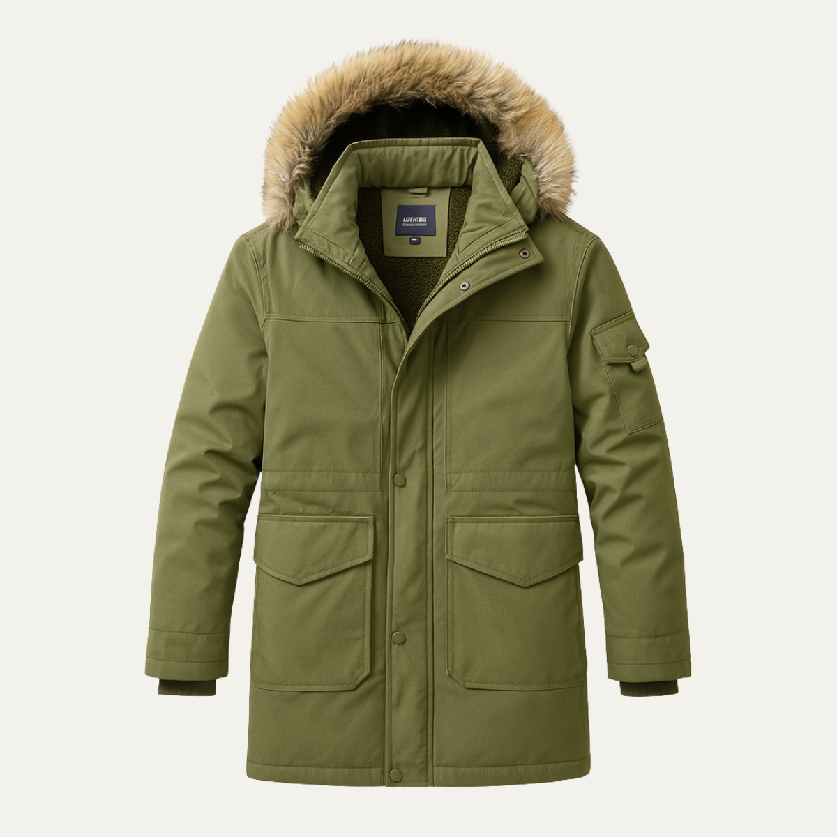 Warm Men's Quilted Hooded Fur Trim Jacket - Nocini