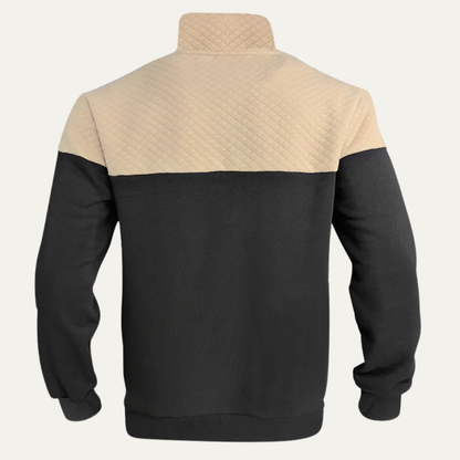 Men's Colorblock Quilted Zip Up Sweater