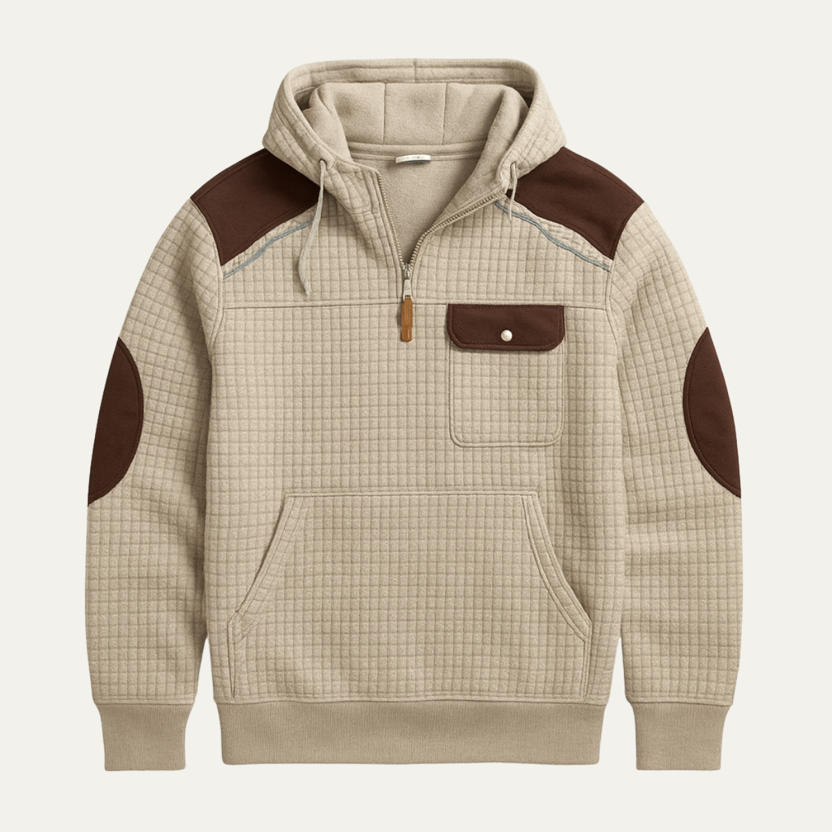 Rugged Men's Corduroy Crew Neck Sweater with Patches - Nocini