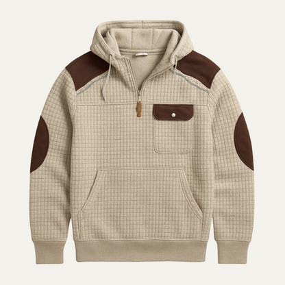 Rugged Men's Corduroy Crew Neck Sweater with Patches - Nocini