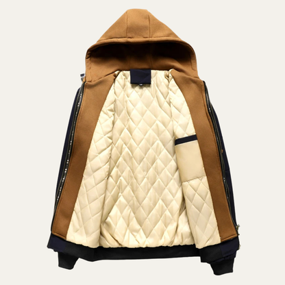 Men's Thermal Quilted Fleece Hooded Jacket