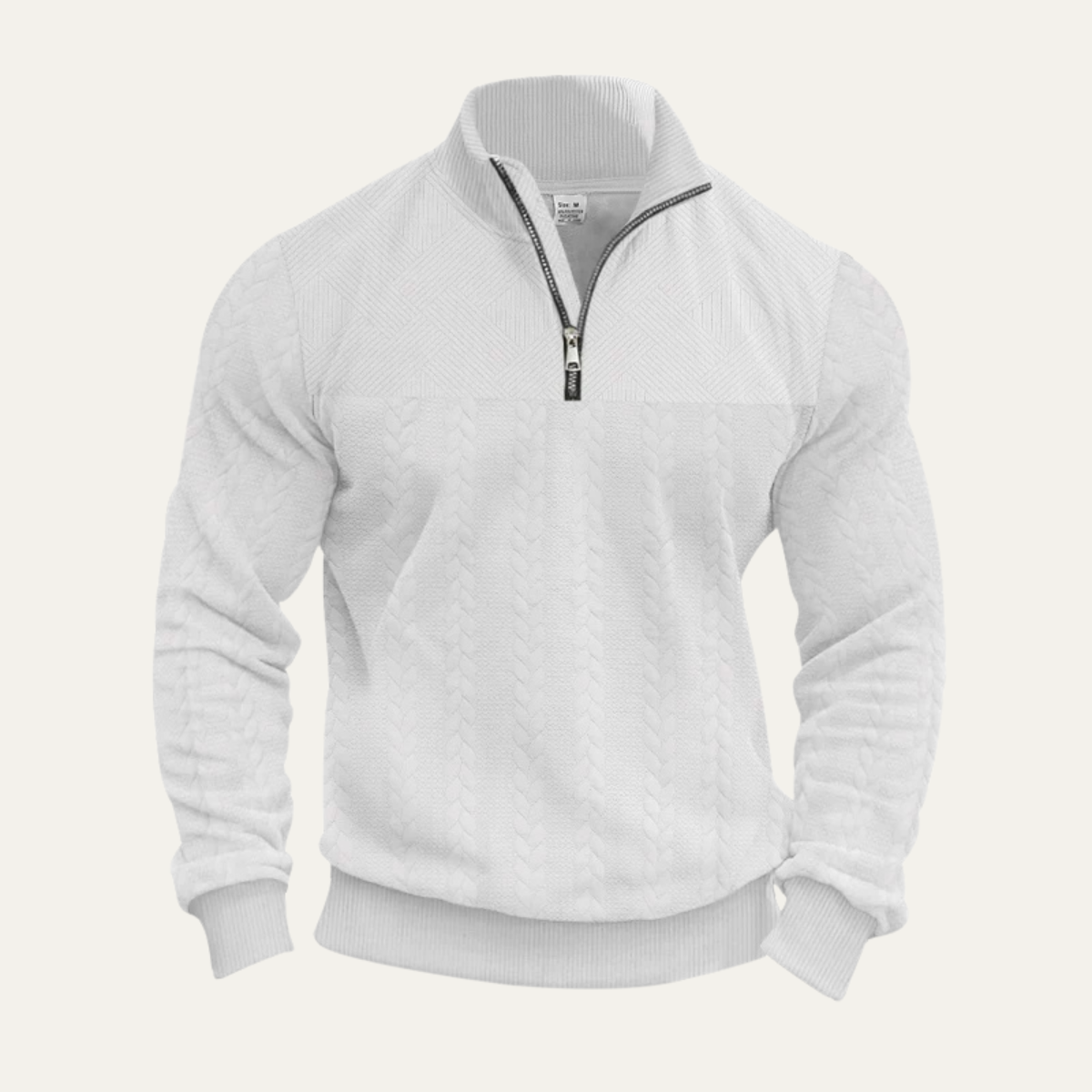 Men's Cozy Patterned Half Zip Knitted Sweater