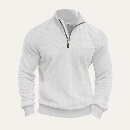 Men's Cozy Patterned Half Zip Knitted Sweater