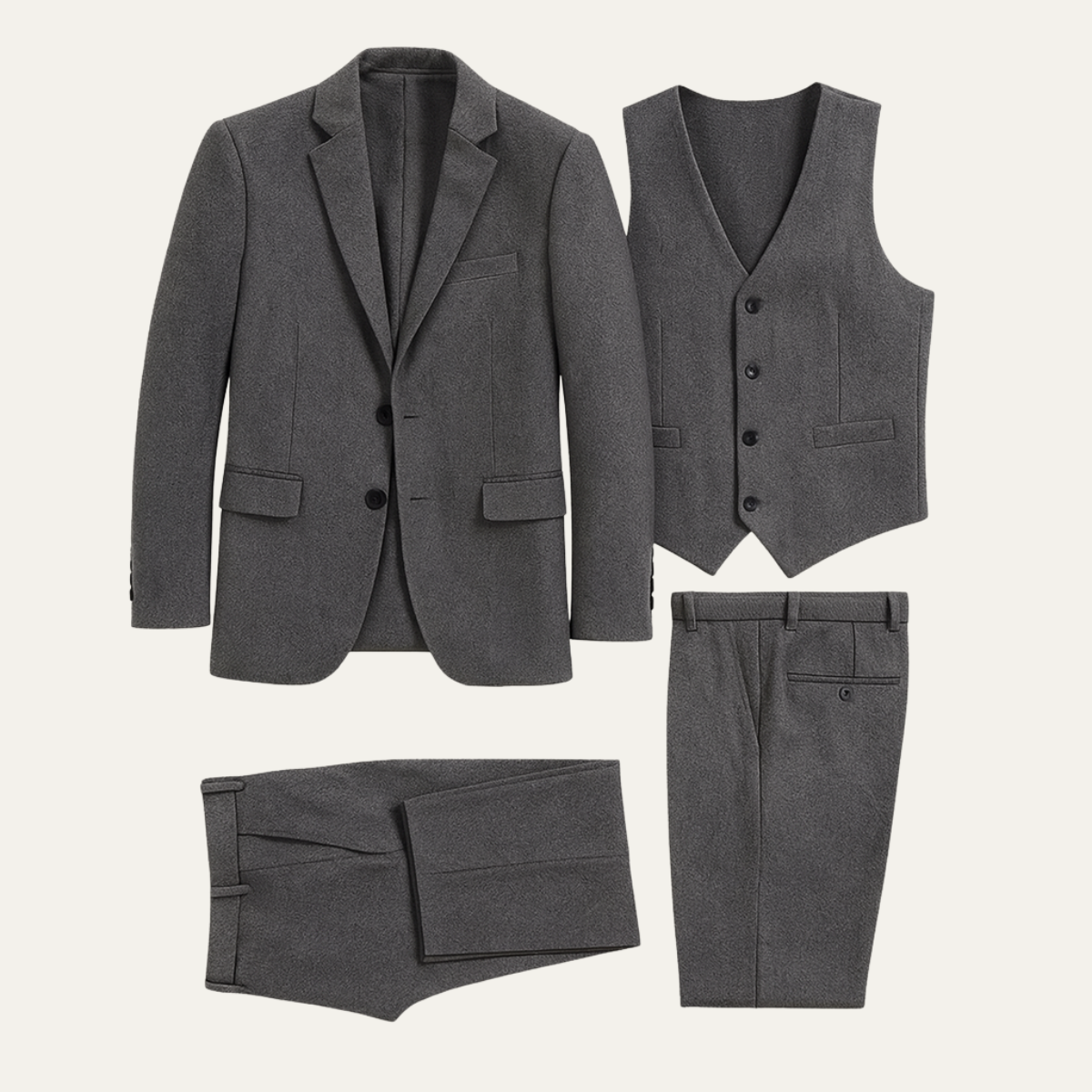 Classic Men's 3 Piece Tweed Suit – Slim Fit Vest Set - Nocini