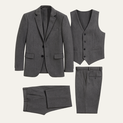 Classic Men's 3 Piece Tweed Suit – Slim Fit Vest Set - Nocini